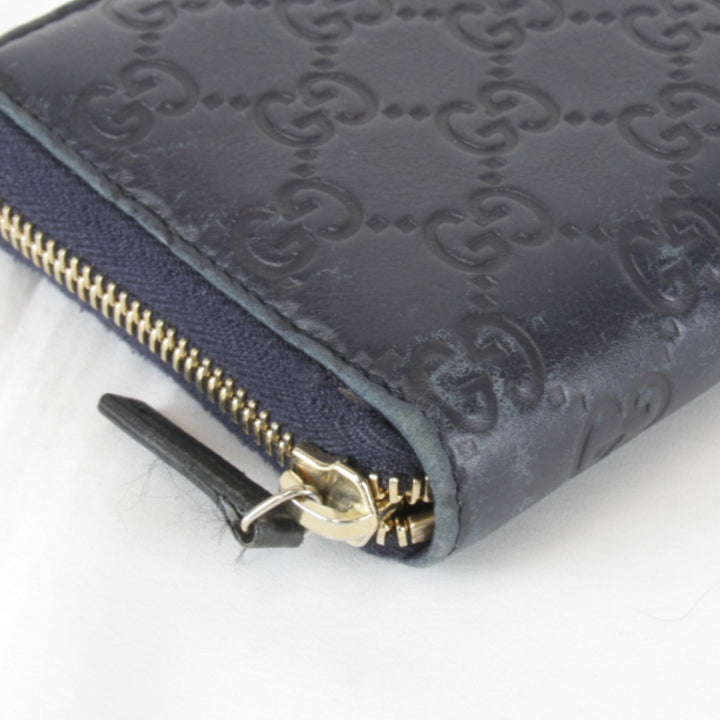 『USED』 
GUCCI グッチ 
 グッチシマ ラウンドファスナー 307980・2067 長財布 
シマレザー ネイビー