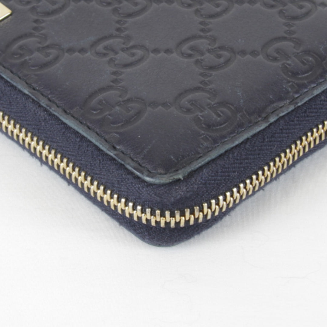 『USED』 
GUCCI グッチ 
 グッチシマ ラウンドファスナー 307980・2067 長財布 
シマレザー ネイビー
