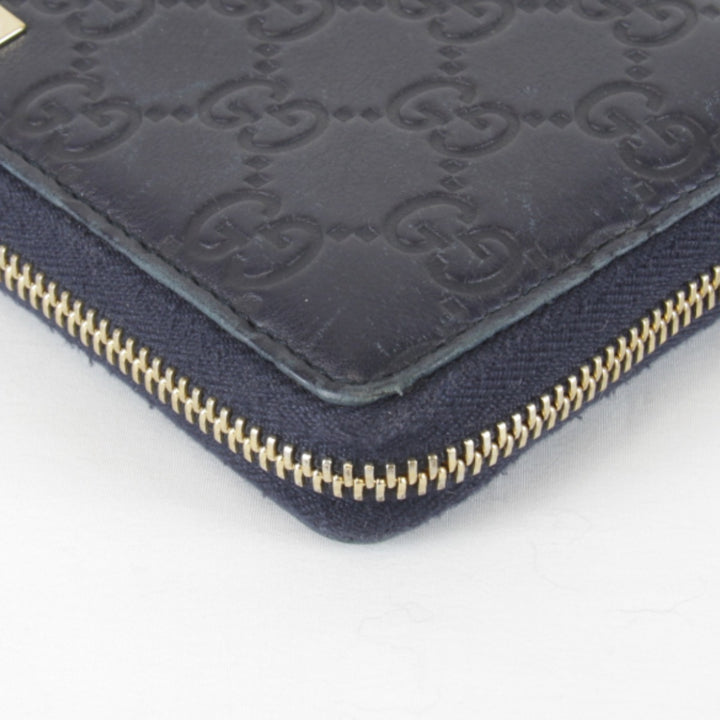 『USED』 
GUCCI グッチ 
 グッチシマ ラウンドファスナー 307980・2067 長財布 
シマレザー ネイビー