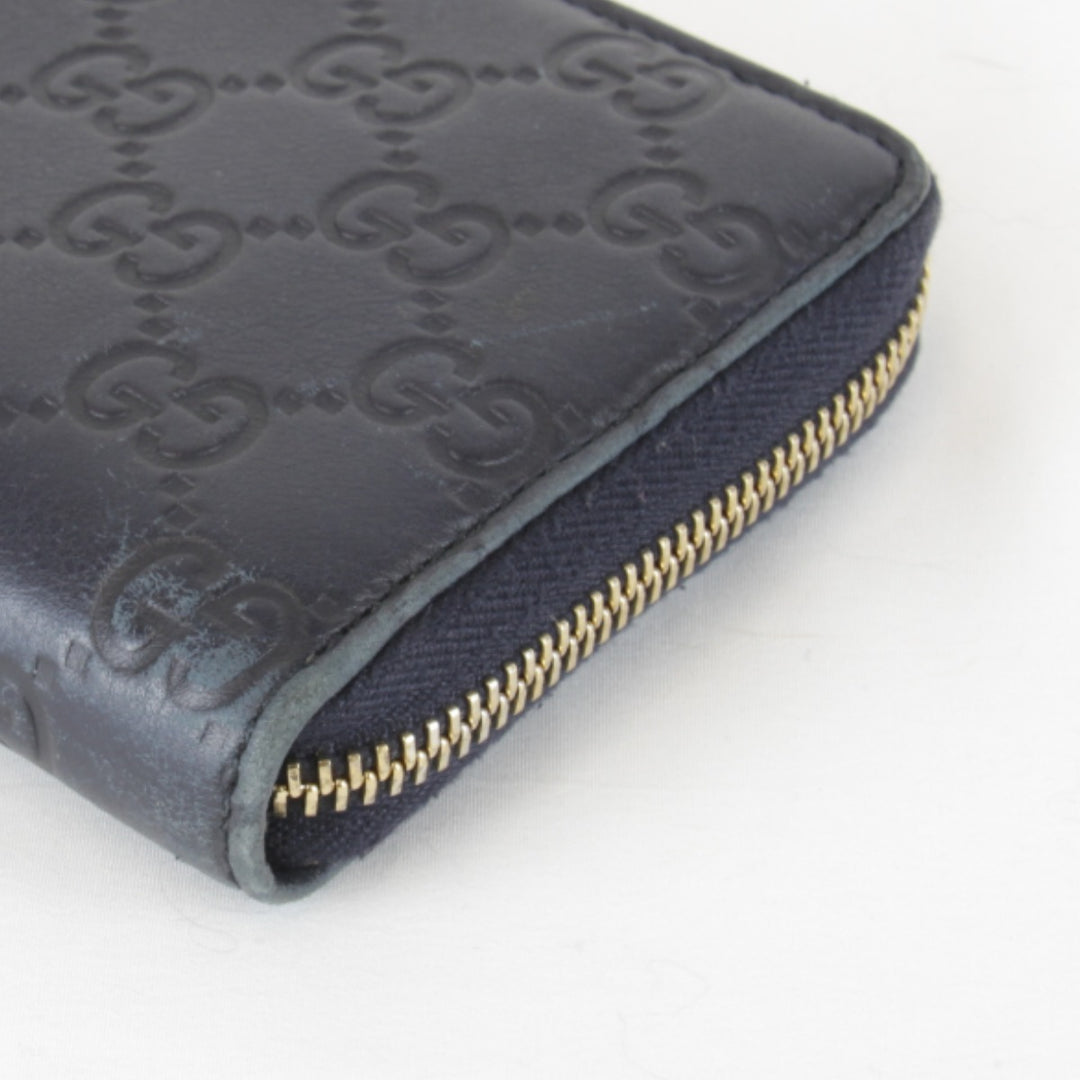 『USED』 
GUCCI グッチ 
 グッチシマ ラウンドファスナー 307980・2067 長財布 
シマレザー ネイビー