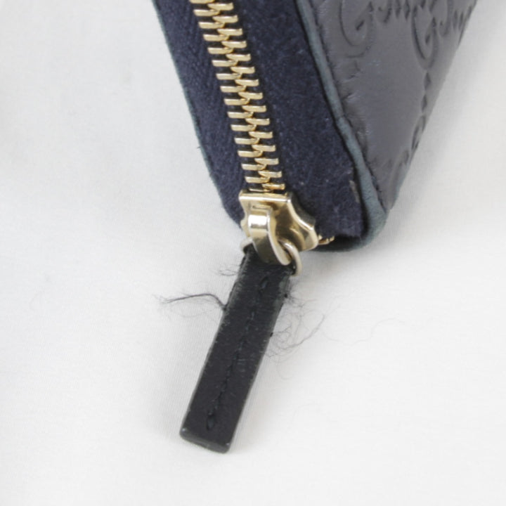 『USED』 
GUCCI グッチ 
 グッチシマ ラウンドファスナー 307980・2067 長財布 
シマレザー ネイビー