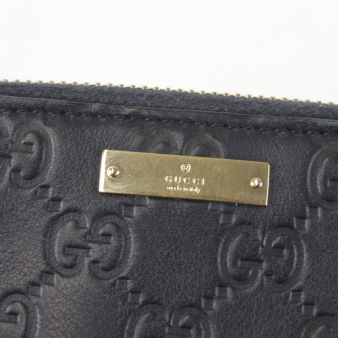 『USED』 
GUCCI グッチ 
 グッチシマ ラウンドファスナー 307980・2067 長財布 
シマレザー ネイビー