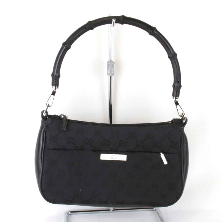 良品『USED』 
GUCCI グッチ 
 001・3870 001274 ハンドバッグ 
バンブー/GGキャンバス ブラック