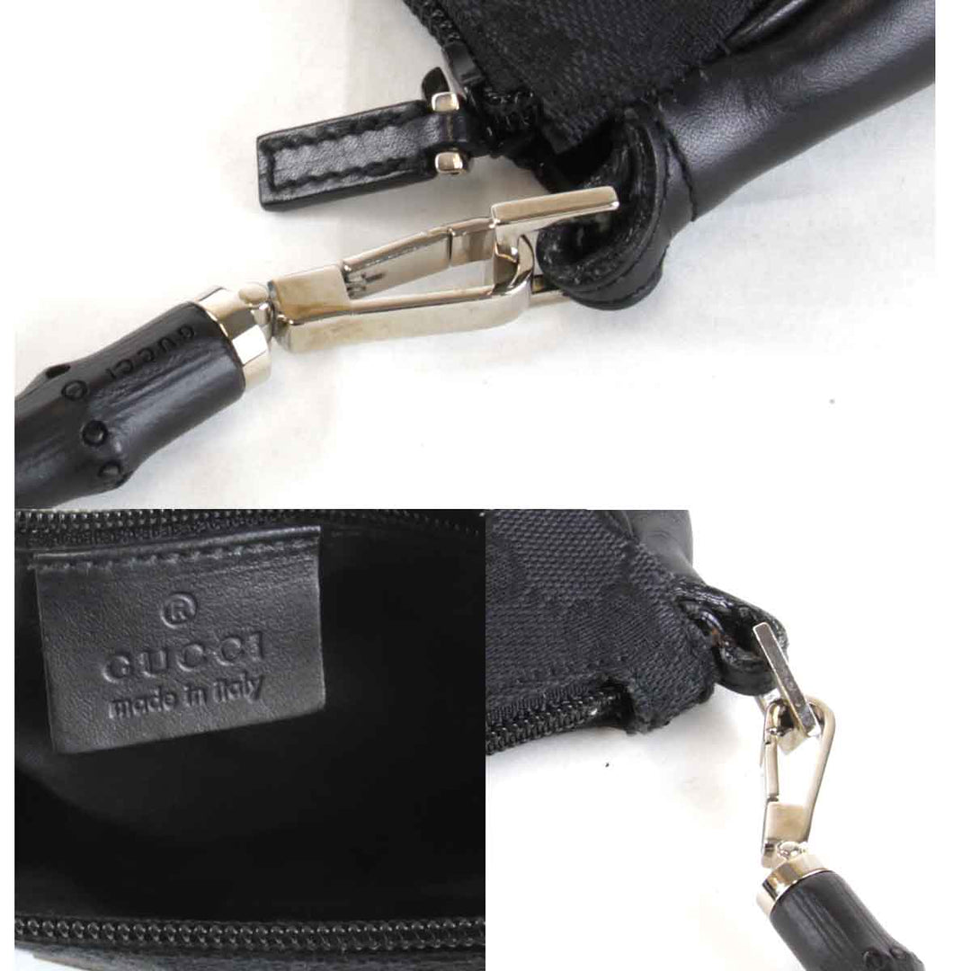 良品『USED』 
GUCCI グッチ 
 001・3870 001274 ハンドバッグ 
バンブー/GGキャンバス ブラック