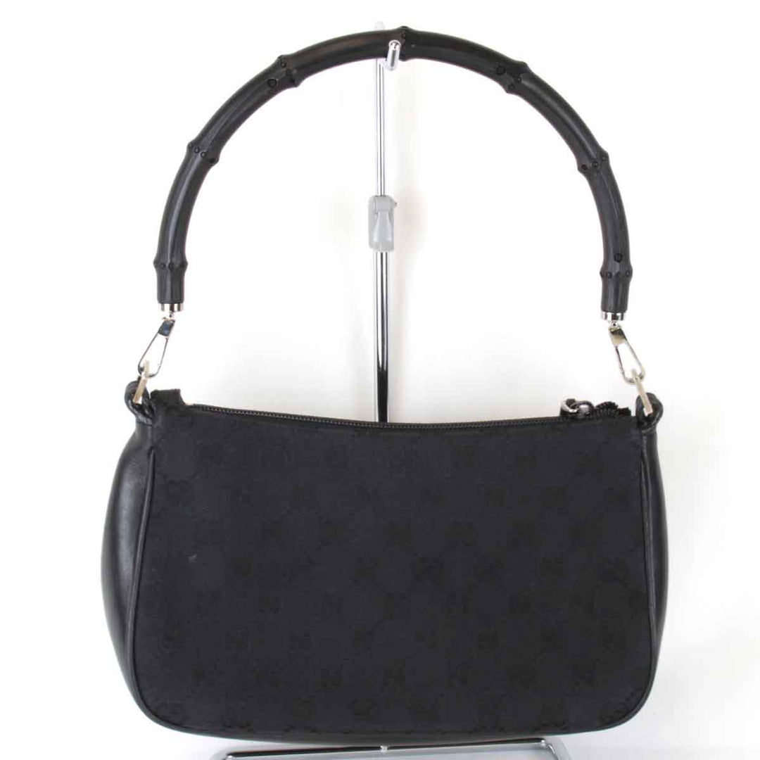 良品『USED』 
GUCCI グッチ 
 001・3870 001274 ハンドバッグ 
バンブー/GGキャンバス ブラック