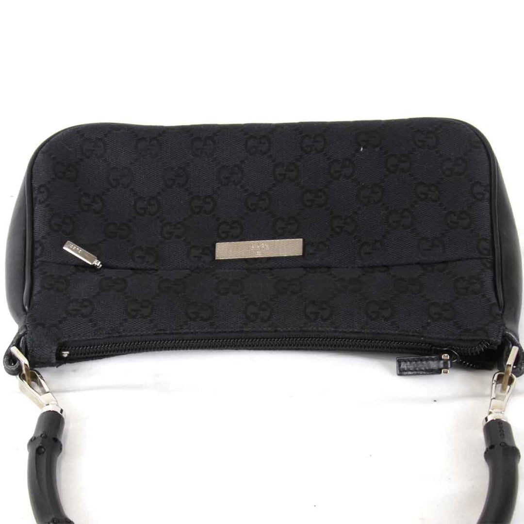 良品『USED』 
GUCCI グッチ 
 001・3870 001274 ハンドバッグ 
バンブー/GGキャンバス ブラック