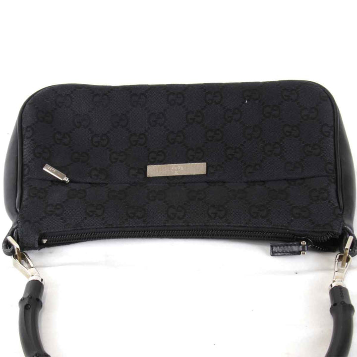 良品『USED』 
GUCCI グッチ 
 001・3870 001274 ハンドバッグ 
バンブー/GGキャンバス ブラック