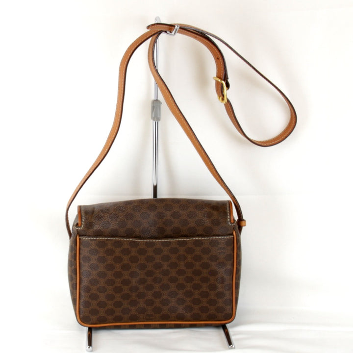 『USED』 
CELINE セリーヌ 
 マカダム柄 ショルダーバッグ 
PVC/レザー ブラウン