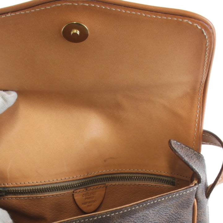 『USED』 
CELINE セリーヌ 
 マカダム柄 ショルダーバッグ 
PVC/レザー ブラウン