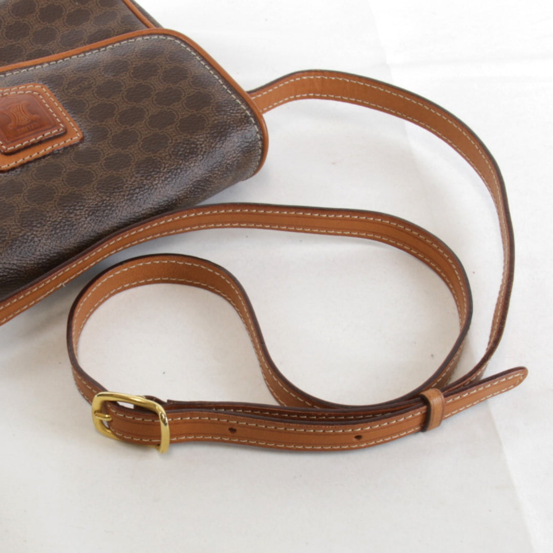 『USED』 
CELINE セリーヌ 
 マカダム柄 ショルダーバッグ 
PVC/レザー ブラウン