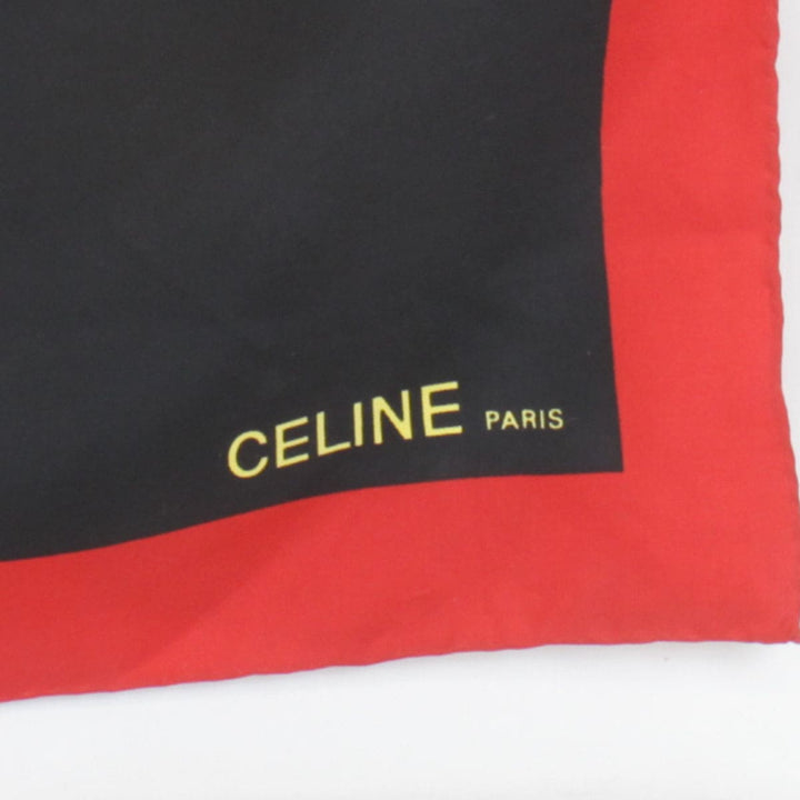 『USED』 
CELINE セリーヌ 
 スカーフ 
シルク レッド×ブラック