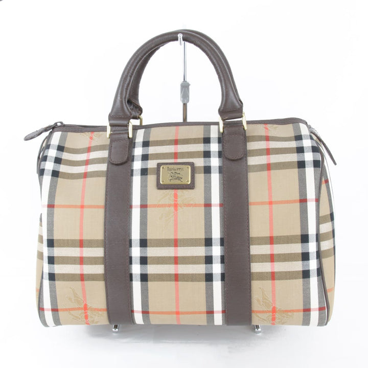 『USED』 
BURBERRY バーバリー 
 ミニボストンバッグ 
キャンバス ブラウン