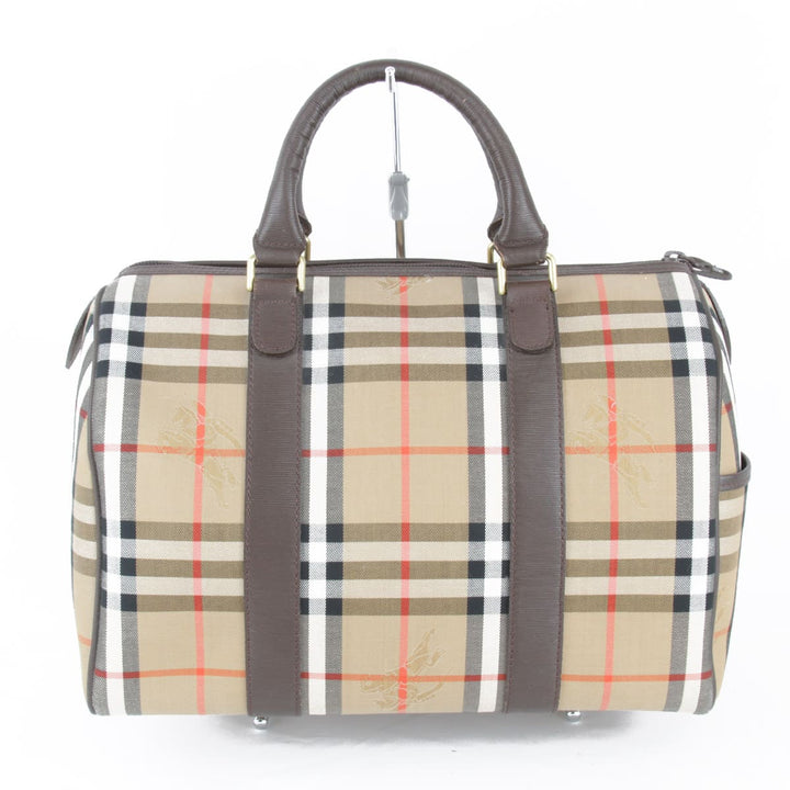 『USED』 
BURBERRY バーバリー 
 ミニボストンバッグ 
キャンバス ブラウン