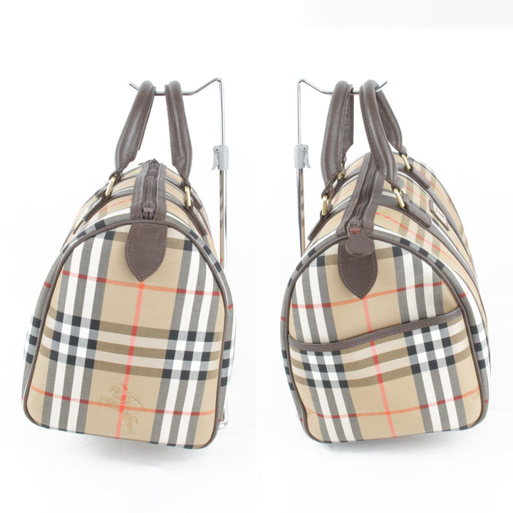 『USED』 
BURBERRY バーバリー 
 ミニボストンバッグ 
キャンバス ブラウン
