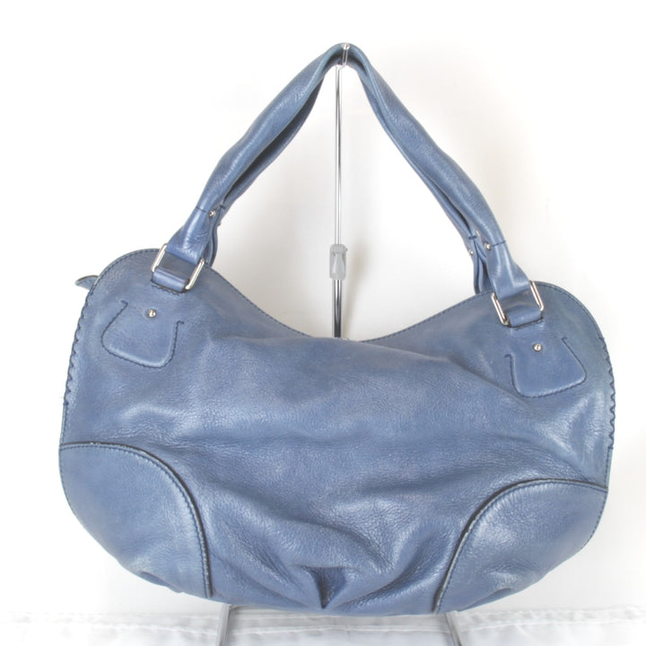『USED』 
CELINE セリーヌ 
 ビタースウィート ハンドバッグ 
レザー ブルー スタイリッシュな形 馬車金具 ポケットが多く多機能
