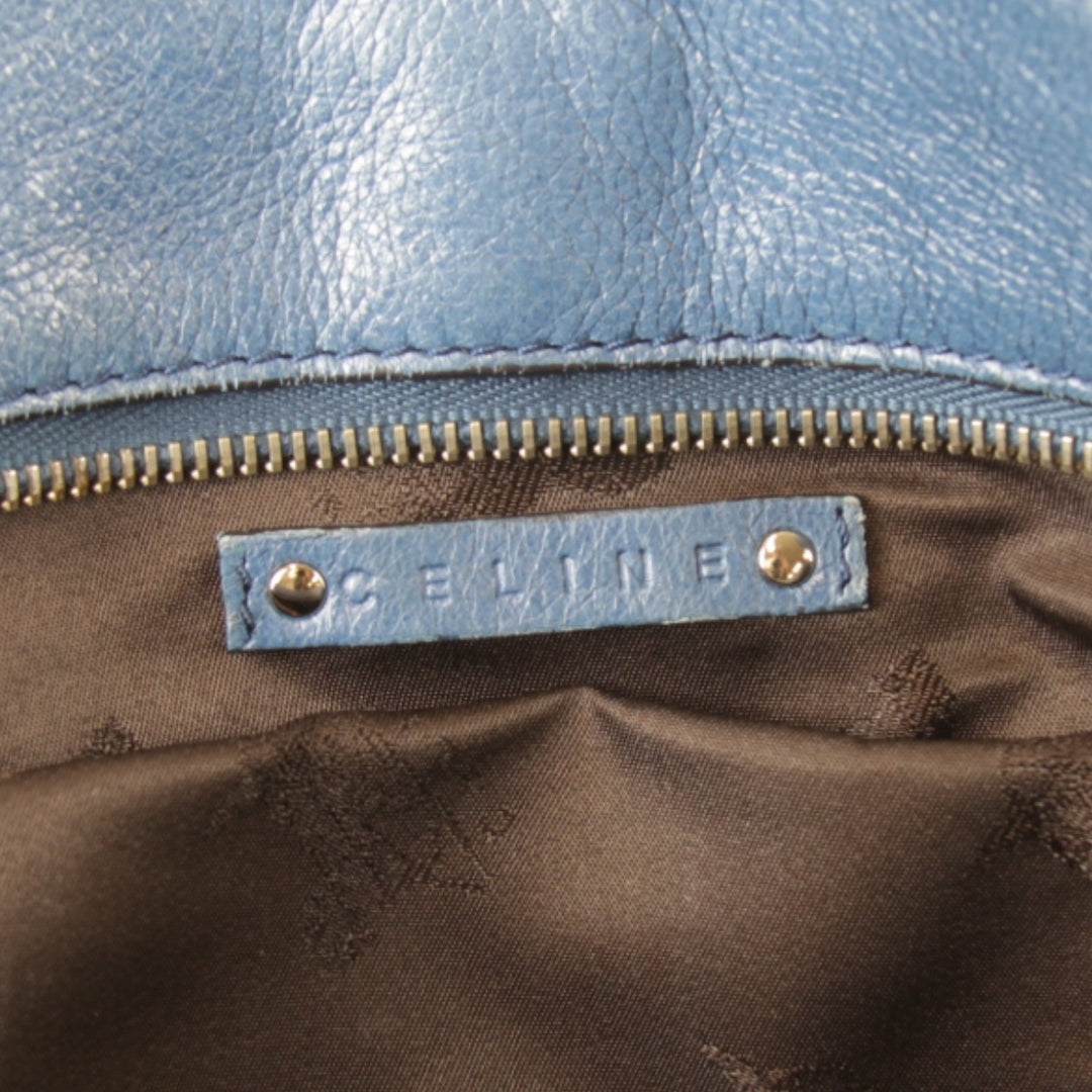 『USED』 
CELINE セリーヌ 
 ビタースウィート ハンドバッグ 
レザー ブルー スタイリッシュな形 馬車金具 ポケットが多く多機能