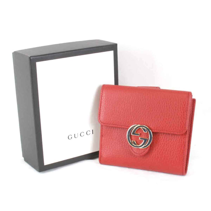 美品『USED』 
GUCCI グッチ 
 インターロッキングG 615525・2184 二つ折り財布 
レザー レッド