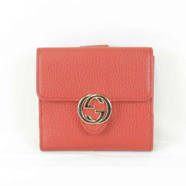 美品『USED』 
GUCCI グッチ 
 インターロッキングG 615525・2184 二つ折り財布 
レザー レッド