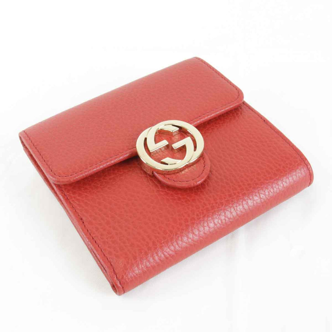 美品『USED』 
GUCCI グッチ 
 インターロッキングG 615525・2184 二つ折り財布 
レザー レッド