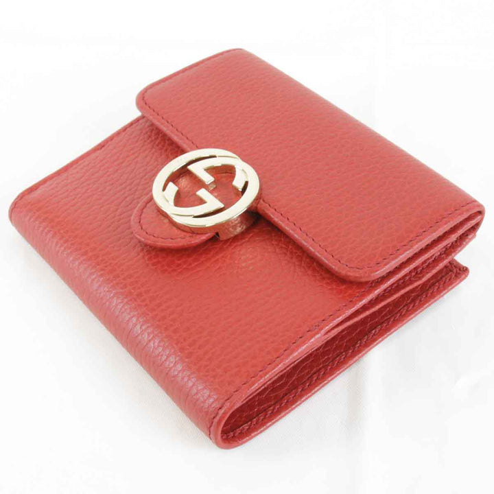 美品『USED』 
GUCCI グッチ 
 インターロッキングG 615525・2184 二つ折り財布 
レザー レッド