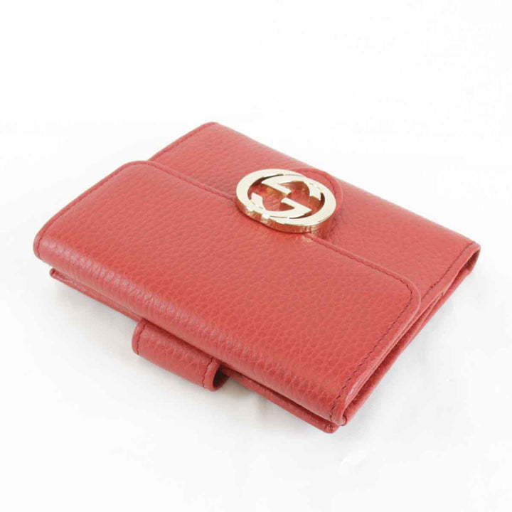 美品『USED』 
GUCCI グッチ 
 インターロッキングG 615525・2184 二つ折り財布 
レザー レッド