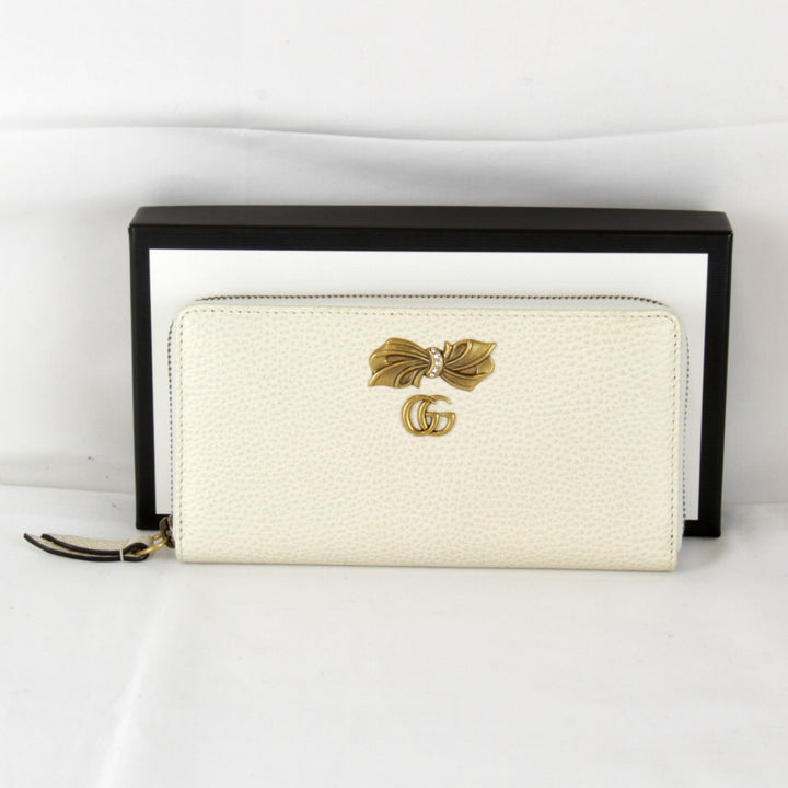 【価格改定】良品『USED』 
GUCCI グッチ 
 GGマーモント ラウンドファスナー 524291・525040 長財布 
レザー ホワイト