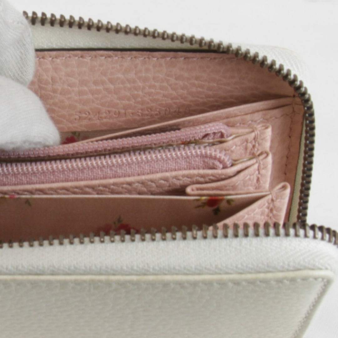 【価格改定】良品『USED』 
GUCCI グッチ 
 GGマーモント ラウンドファスナー 524291・525040 長財布 
レザー ホワイト