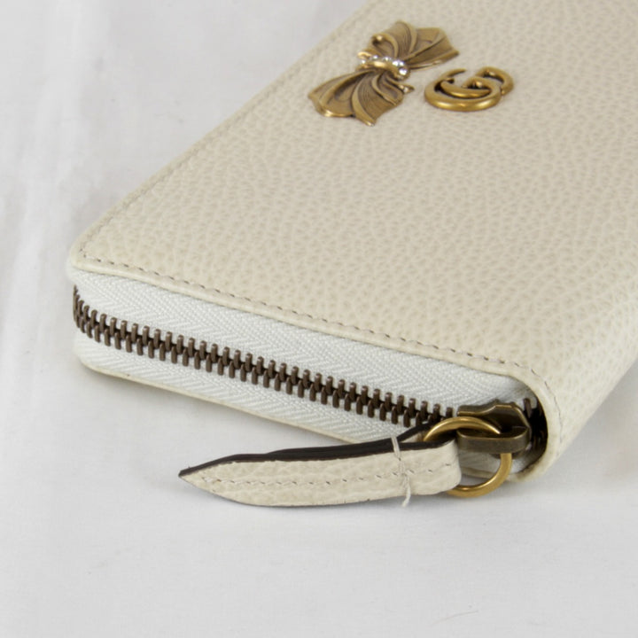 【価格改定】良品『USED』 
GUCCI グッチ 
 GGマーモント ラウンドファスナー 524291・525040 長財布 
レザー ホワイト