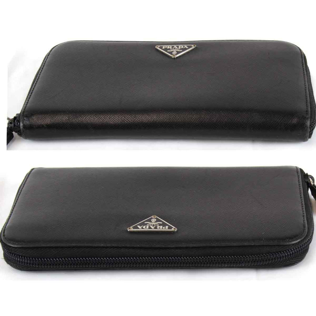 『USED』 
PRADA プラダ 
 サフィアーノ ラウンドファスナー M506A 長財布 
レザー ブラック