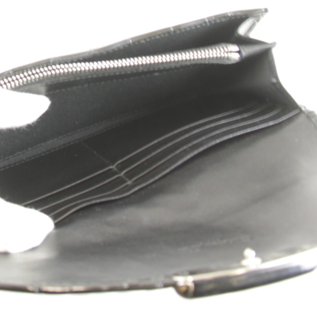 『USED』 
Christian Dior クリスチャンディオール 
 型押し 長財布 
レザー/PVC ブラック