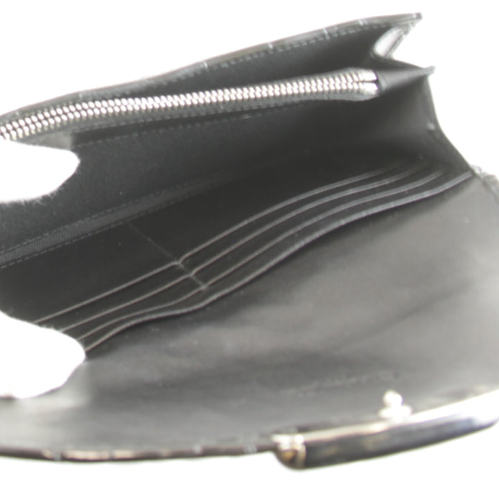『USED』 
Christian Dior クリスチャンディオール 
 型押し 長財布 
レザー/PVC ブラック