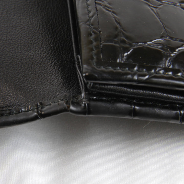『USED』 
Christian Dior クリスチャンディオール 
 型押し 長財布 
レザー/PVC ブラック