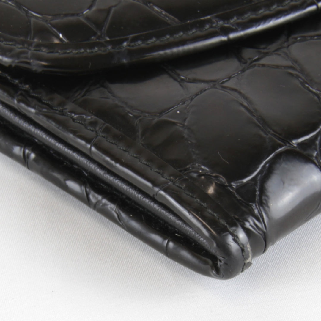 『USED』 
Christian Dior クリスチャンディオール 
 型押し 長財布 
レザー/PVC ブラック