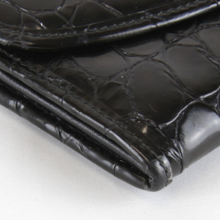 『USED』 
Christian Dior クリスチャンディオール 
 型押し 長財布 
レザー/PVC ブラック