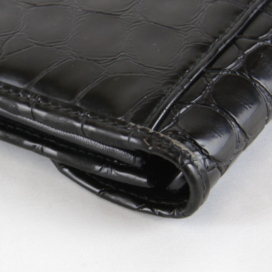 『USED』 
Christian Dior クリスチャンディオール 
 型押し 長財布 
レザー/PVC ブラック