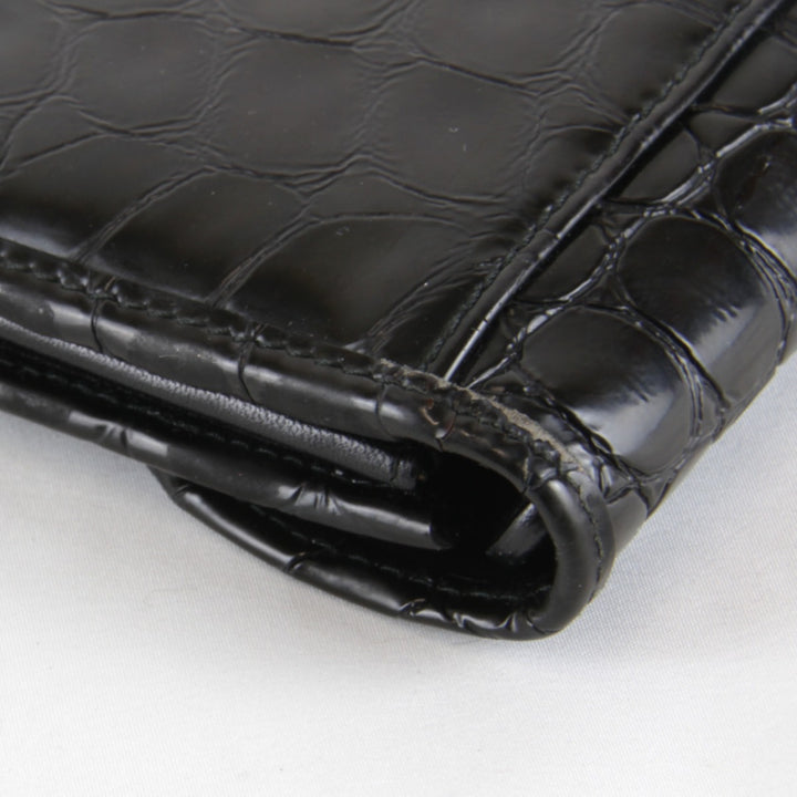 『USED』 
Christian Dior クリスチャンディオール 
 型押し 長財布 
レザー/PVC ブラック