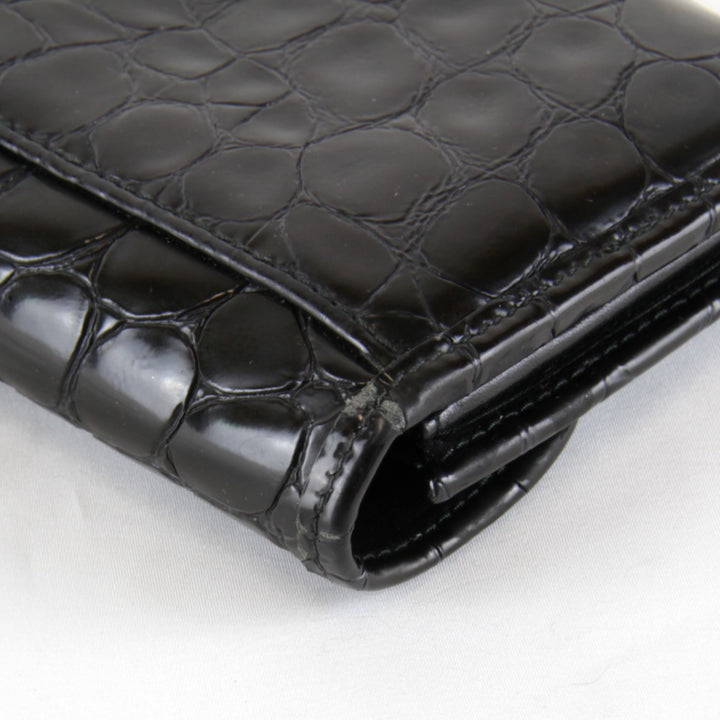 『USED』 
Christian Dior クリスチャンディオール 
 型押し 長財布 
レザー/PVC ブラック