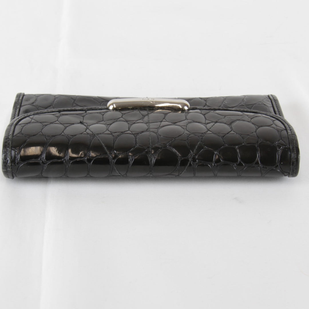 『USED』 
Christian Dior クリスチャンディオール 
 型押し 長財布 
レザー/PVC ブラック
