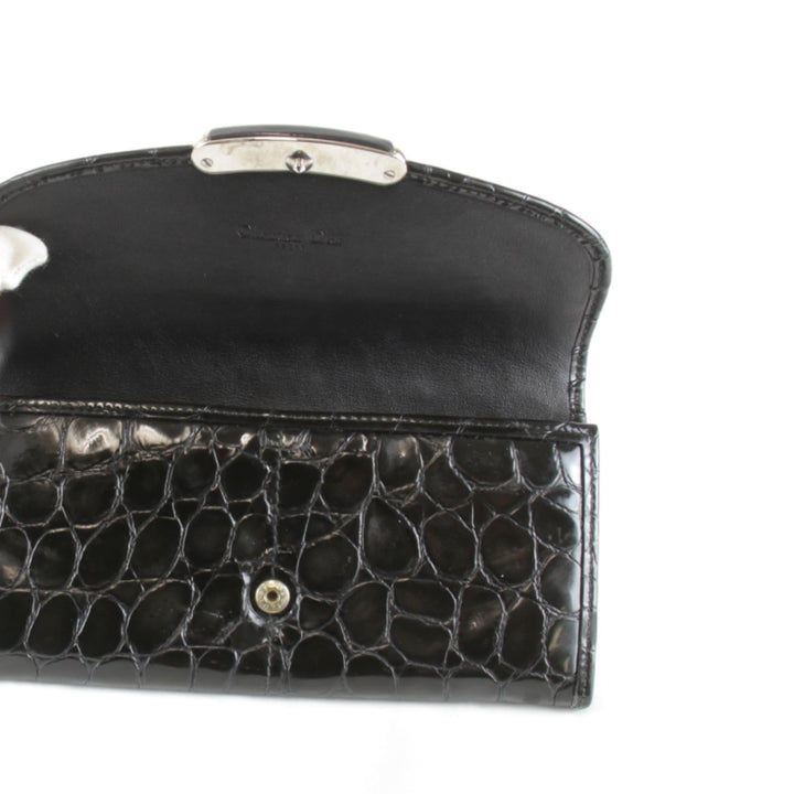 『USED』 
Christian Dior クリスチャンディオール 
 型押し 長財布 
レザー/PVC ブラック