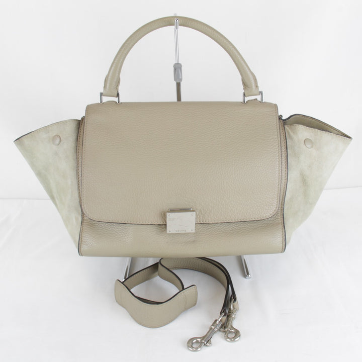 【価格改定】『USED』 
CELINE セリーヌ 
 スモール トラペーズ 2WAYバッグ ショルダーバッグ 
レザー/スウェード ベージュ