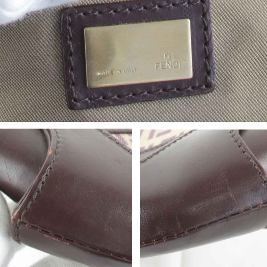 『USED』 
FENDI フェンディ 
 ズッキーノ ハンドバッグ 
キャンバス/レザー ダークパープル