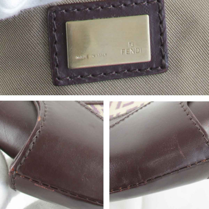 『USED』 
FENDI フェンディ 
 ズッキーノ ハンドバッグ 
キャンバス/レザー ダークパープル
