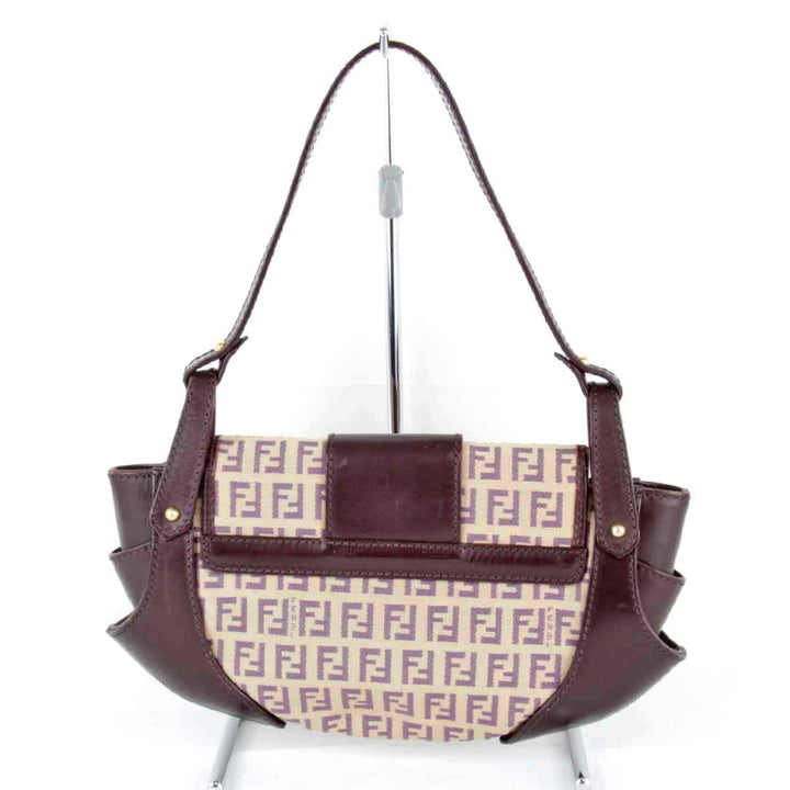 『USED』 
FENDI フェンディ 
 ズッキーノ ハンドバッグ 
キャンバス/レザー ダークパープル