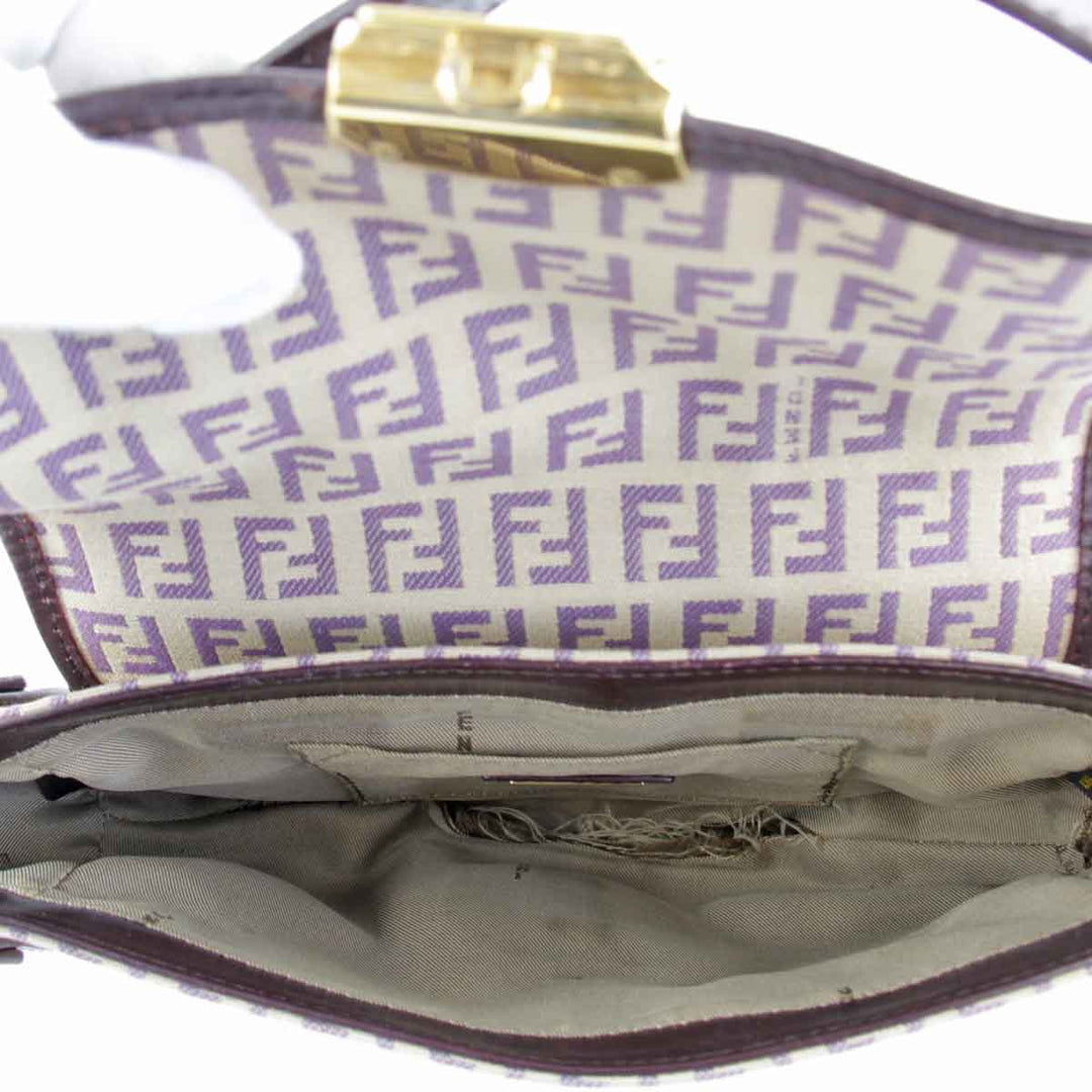 『USED』 
FENDI フェンディ 
 ズッキーノ ハンドバッグ 
キャンバス/レザー ダークパープル