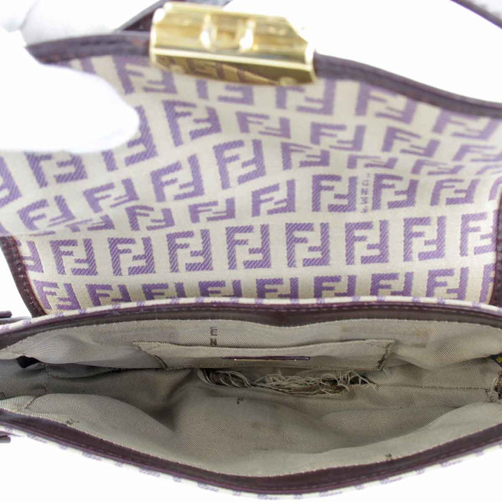 『USED』 
FENDI フェンディ 
 ズッキーノ ハンドバッグ 
キャンバス/レザー ダークパープル