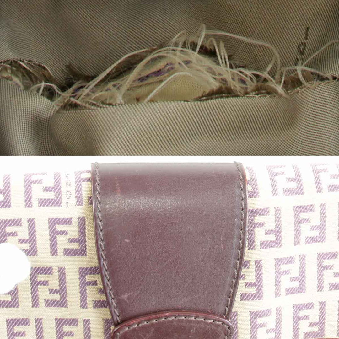 『USED』 
FENDI フェンディ 
 ズッキーノ ハンドバッグ 
キャンバス/レザー ダークパープル
