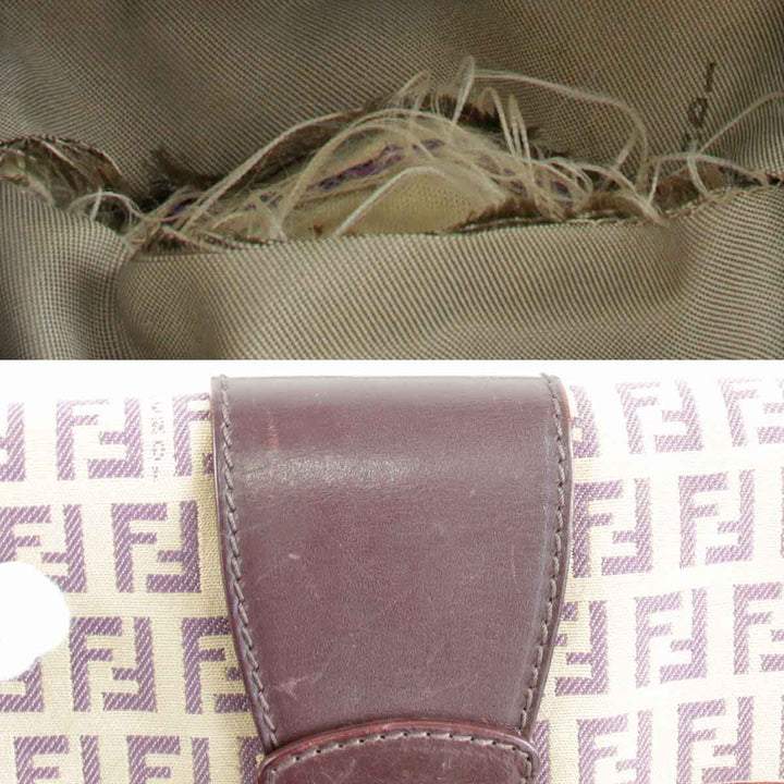 『USED』 
FENDI フェンディ 
 ズッキーノ ハンドバッグ 
キャンバス/レザー ダークパープル
