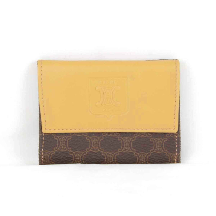 美品『USED』 
CELINE セリーヌ 
 マカダム柄 M15/2 コインケース 
PVC/レザー  イエロー
