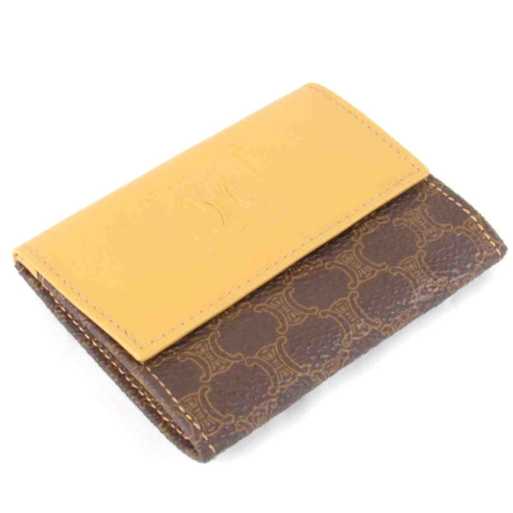美品『USED』 
CELINE セリーヌ 
 マカダム柄 M15/2 コインケース 
PVC/レザー  イエロー