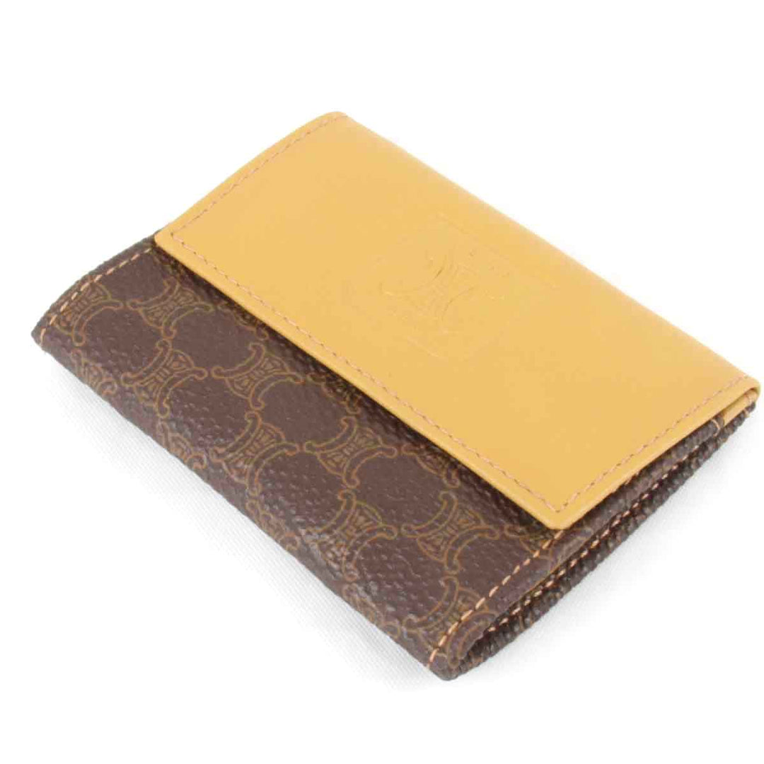 美品『USED』 
CELINE セリーヌ 
 マカダム柄 M15/2 コインケース 
PVC/レザー  イエロー